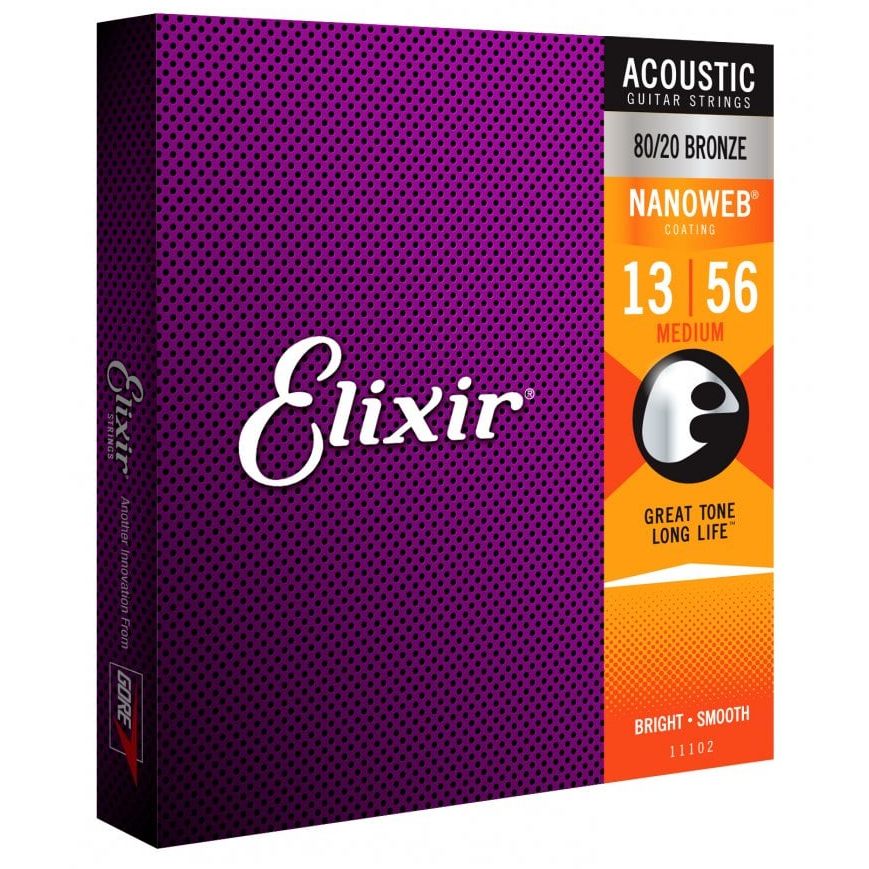 Elixir Nanoweb 80 20 Bronze 13 56 Acoustic Guitar String 11102