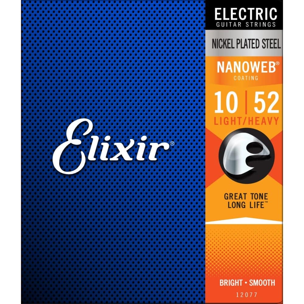 Elixir Nanoweb Nickel Wound 10 52 Electric Guitar Strings 12077