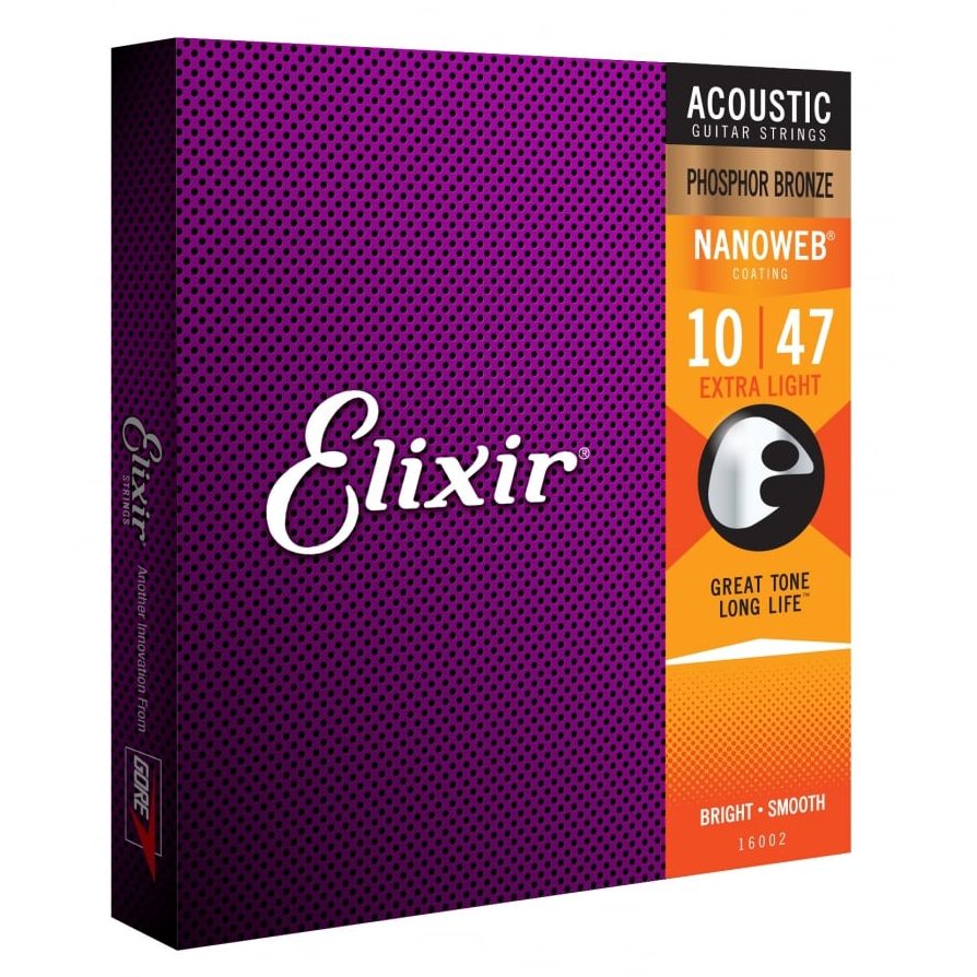 Elixir Nanoweb Phosphor Bronze 10 47 Acoustic Guitar Strings 16002