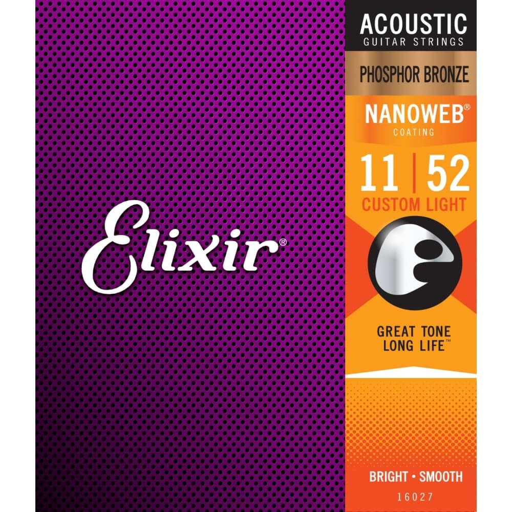 Elixir Nanoweb Phosphor Bronze 11 52 Acoustic Guitar St 11052