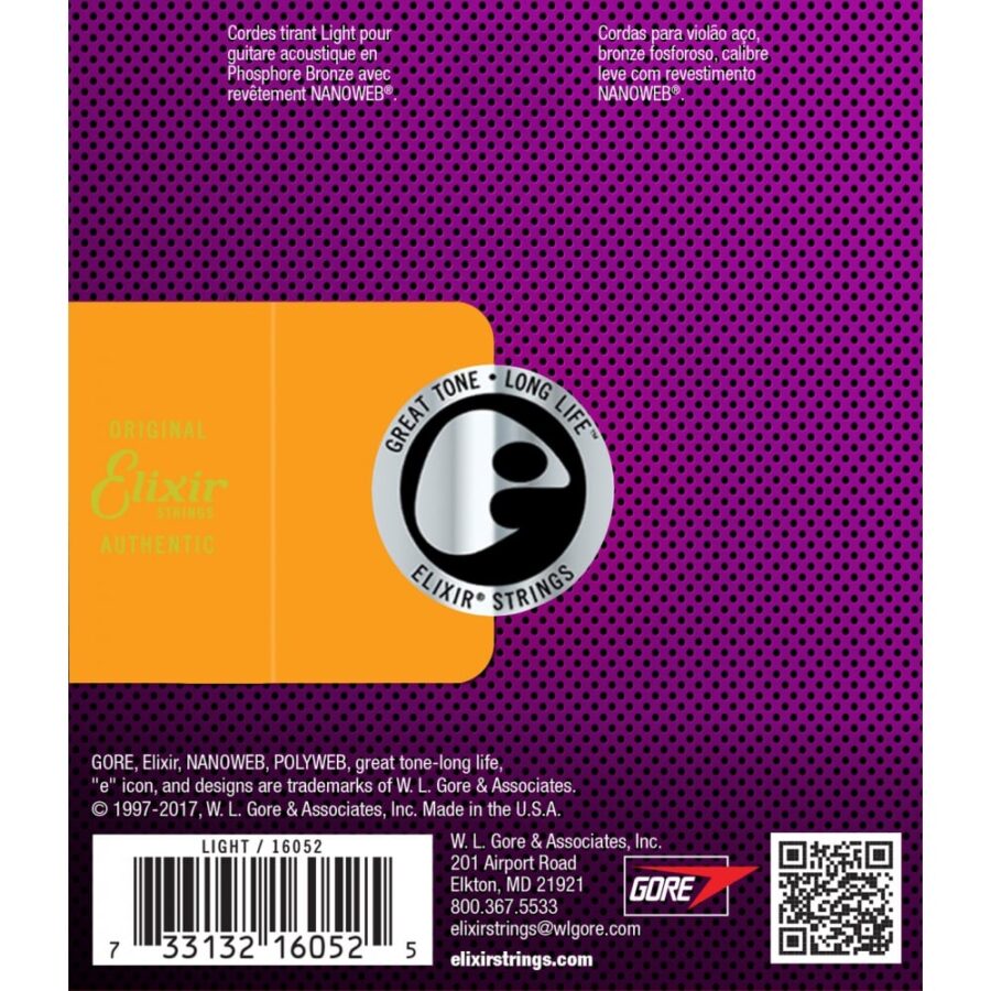 Elixir Nanoweb Phosphor Bronze 12 53 Acoustic Guitar 16052