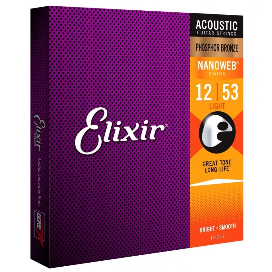 Elixir Nanoweb Phosphor Bronze 12 53 Acoustic Guitar Strings P8871 22460 Image 16052